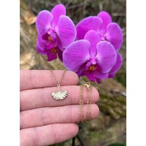 Bronze Ginkgo Leaf Pendant with Stainless Steel Chain